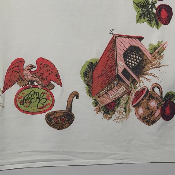 Tablecloth Blue White Embroidered Floral Striped Edge Vintage READ - Picture 5 of 14